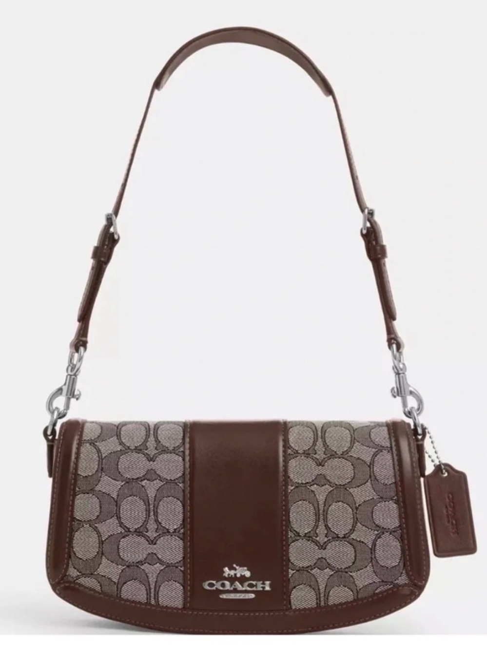Coach Brown Signature Jacquard & Leather Shoulder Bag
